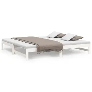 Berkfield Pull-out Day Bed White 2x(100x200) cm Solid Wood Pine