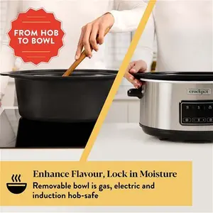 Crockpot Sizzle & Stew 6.5L Induction Slow Cooker - Silver