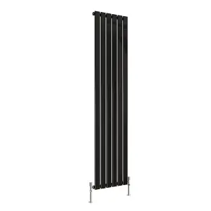 Vertical Black Single Flat Panel Radiator (H) 1800 mm x (W) 408 mm, 3284 BTU.