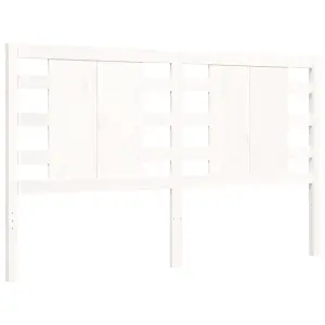 Berkfield Bed Frame with Headboard White King Size Solid Wood