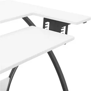 Sewing Online Small Sewing Table, White Top With Black Legs - Sewing Machine Table With Adjustable Platform, Drop Leaf Extension, And Storage Shelf. Multipurpose: Use As A Quilting/Craft Table Or Gaming/Computer Desk - 13332