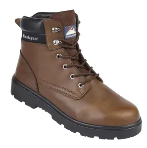 Himalayan S3 Brown Leather Safety Work Boots with Steel Toe Cap and Midsole