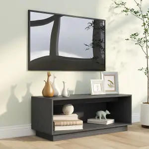 Berkfield TV Cabinet Grey 90x35x35 cm Solid Wood Pine