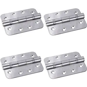 4 PACK - PAIR Grade 13 Heavy Duty Ball Bearing P Hinge - RADIUS 107 x 77mm Bright Steel