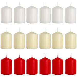 Set of 6 Pillar Candles, Votive Candles, Decorative Household Candles - Up to 66 Hours - 15 x 7 cm / 6 x 2.75" (White, Matt)