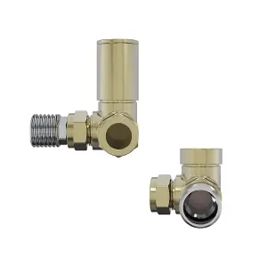 Rinse Bathrooms 15mm Round Head Corner Radiator Valves Corner Towel Rail Valve Brushed Brass