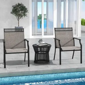 Costway Set of 2 Outdoor Patio Chairs Dining Chair Set Heavy Duty Metal Frame