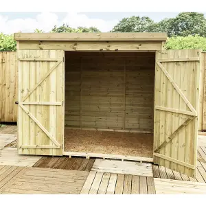 8 x 8 WINDOWLESS Garden Shed Pressure Treated T&G PENT Wooden Garden Shed + Double Doors (8' x 8' / 8ft x 8ft) (8x8)