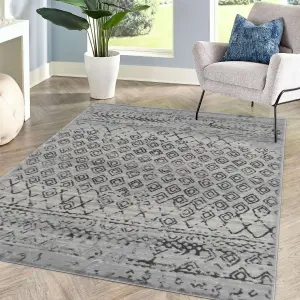 Vinci Cream & Brown Abstract Medium Rug, (L)170cm x (W)120cm