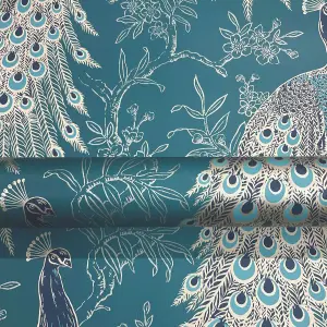 World of Wallpaper Peacock Wallpaper Emerald Green/Gold (274591)