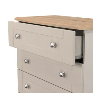 Sussex Ready assembled Beige & oak 4 Drawer Chest (H)882mm (W)765mm (D)415mm