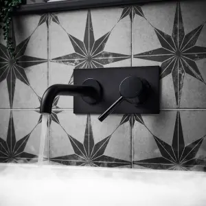 Aquadry Oria Standard Matt Black Round Wall Tap