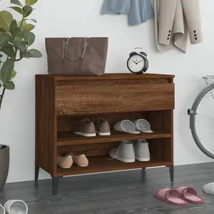 Berkfield Shoe Cabinet Smoked Oak 70x36x60 cm Engineered Wood