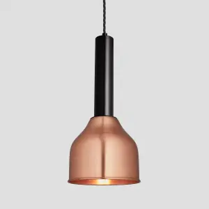 Industville Sleek Cylinder Cone Pendant Light, 7 Inch, Copper, Pewter Holder