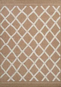 Abaseen 120x120 cm Aztec Cream Harper Rug - Washable Rug - Modern Area Rugs for Home and Office