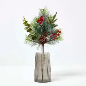 Homescapes Artificial Bouquet Winter Woodland and Eucalyptus Single Stem