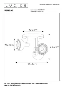 Lucide Sensas Modern Ceiling spotlight 25,8cm - 3xGU10 (ES111) - White