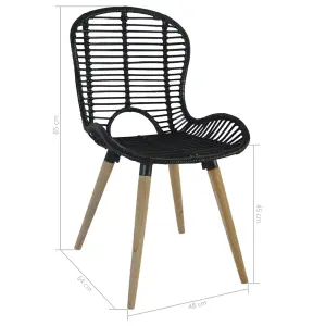 Berkfield Dining Chairs 6 pcs Black Natural Rattan