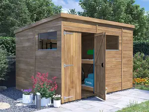 Dunster House Wooden Shed Workshop 3m x 2.4m Garden Storage Pressure Treated Overlord Pent