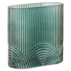 Interiors by Premier Large Green Glass Vase, Textured Glass Flower Vase, Embossed Green Modern Vase for Contemporary living rooms