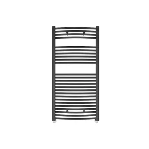 Rinse Curved Bathroom Heated Towel Rail Warmer Radiator Central Heating Anthracite - 1200x600mm