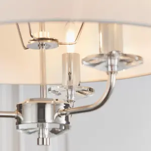 Anson Lighting Eureka 3lt Pendant light finished Bright nickel plate and vintage white fabric