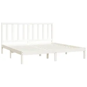 Berkfield Bed Frame White Solid Wood Pine 200x200 cm