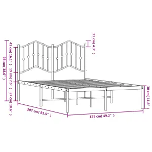 Berkfield Metal Bed Frame with Headboard White 120x200 cm