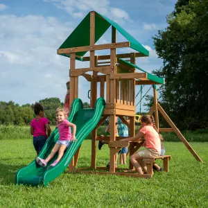 Backyard Discovery Belmont Cedar Wooden Climbing Frame with 3 x Swings and 1 x Slide