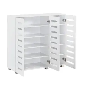 Euston Modern White 3 Door 5 Tier Shoe Cabinet