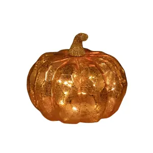 17cm Battery Operated Light up Glass Pumpkin Halloween Decoration with Warm White LEDs