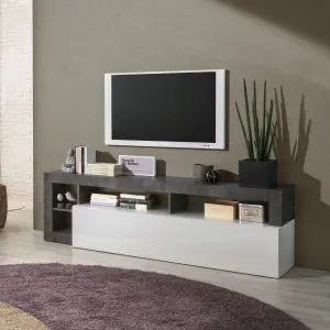 FURNICOMP Lorenzo 184cm White Gloss and Anthracite TV Stand