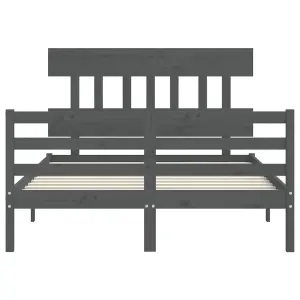 Berkfield Bed Frame with Headboard Grey 140x190 cm Solid Wood