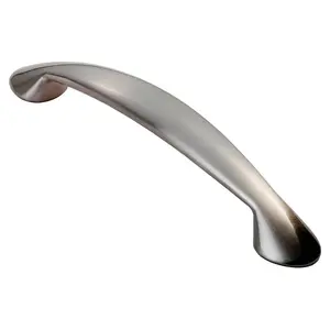 4x Flared Cabinet Pull Handle 165.5 x 23mm 128mm Fixing Centres Satin Nickel