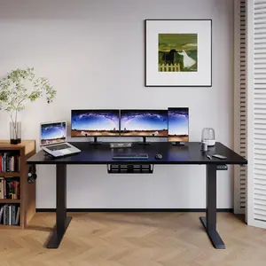 Hieronymus Electric Height Adjustable T-Shape Standing Desk Black / White / 122 x 180 x 80 cm