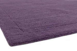 Plain Rug, Wool Rug for Living Room, Easy to Clean Handmade Rug, 9mm Thick Purple Rug for Dining Room-200cm X 290cm