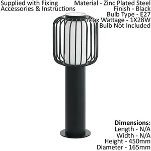 4 PACK IP44 Outdoor Pedestal Light Black Steel 1x 28W E27 Wall Gate Lamp