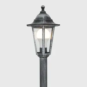 ValueLights Mayfair 1.2m Victorian Black and Silver Outdoor Garden Lamp Post Bollard and Lantern Light IP44 Rated with LED Bulb