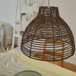 ValueLights Lobster Wicker Rattan Brown Ceiling Pendant Light Shade