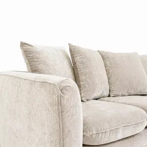 Lucas Water Repellent Velvet Chenille Right Facing Corner Sofa in Cream