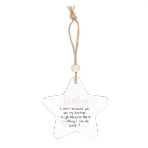 Something Different Brother Star Hanging Sentiment Sign White/Pink/Black (One Size)