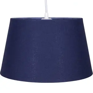 Traditional 14 Inch Navy Blue Linen Drum Table/Pendant Lampshade 60w Maximum