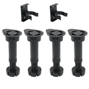 EAI Adjustable Cabinet Feet Kitchen Base Unit Legs Furniture Plinth - 120-150mm - Black - Pack of 4