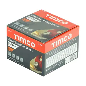 TIMCO Set of Flap Discs Zirconium Type 29 Conical P120 Grit - 115 x 22.23