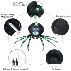 COSTWAY Inflatable Halloween Spider 6FT Indoor & Outdoor Holiday Decoration