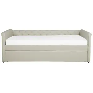 Fabric EU Single Trundle Bed Beige LIBOURNE