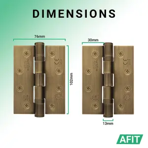 AFIT Florentine Bronze Door Hinges - 4 Inch / 102mm  Internal Fire Door Hinges - 15 Pairs