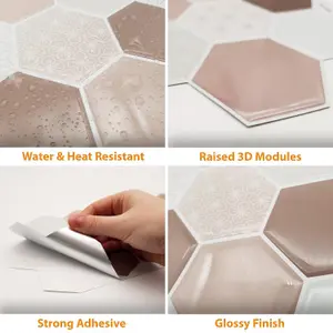 Walplus Honey Hexa Brown 3D Tile Stickers Multipack 24Pcs