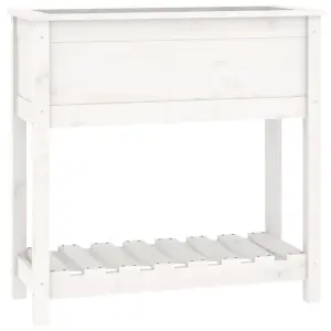 Berkfield Planter with Shelf White 82.5x34.5x81 cm Solid Wood Pine