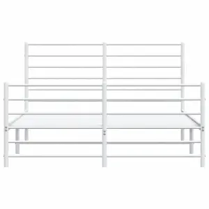 Berkfield Metal Bed Frame with Headboard and Footboard White 150x200 cm 5FT King Size